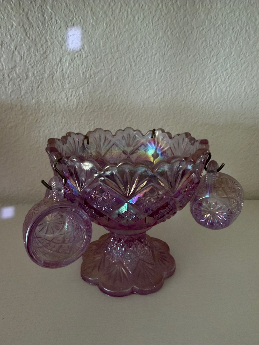 Fenton Mini Punchbowl Iridescent Purple Glass